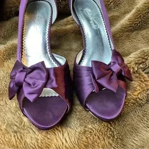 Michaelangelo Maribelle Women Size 9M Purple Satin Peep Toe 4" Heel Shoes SH05 - Picture 3 of 11
